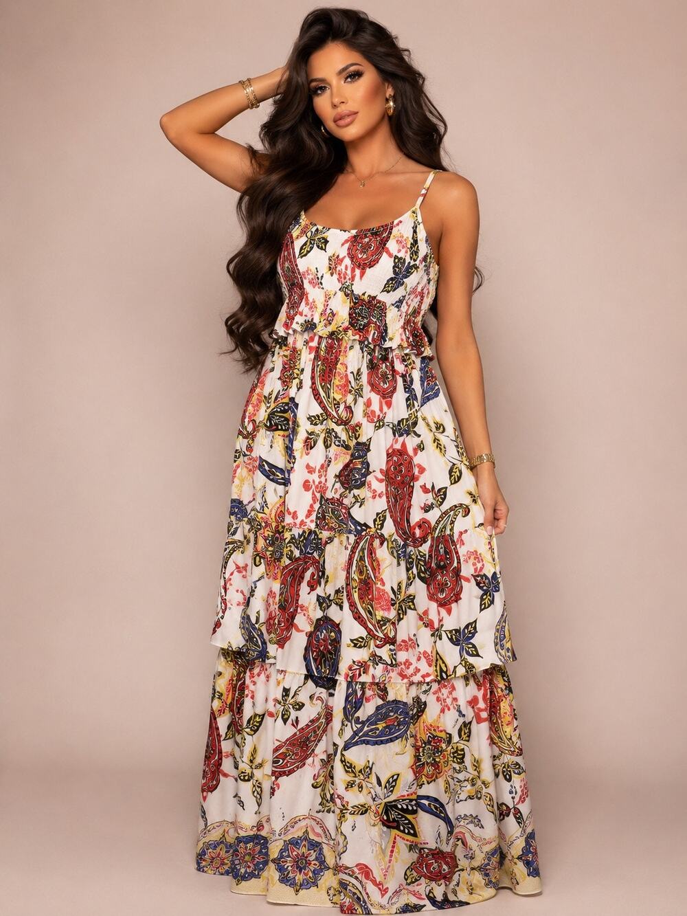 Parker Paisley Print Tiered Maxi Dress NWT Smocked Back Lined Boho Size Small
